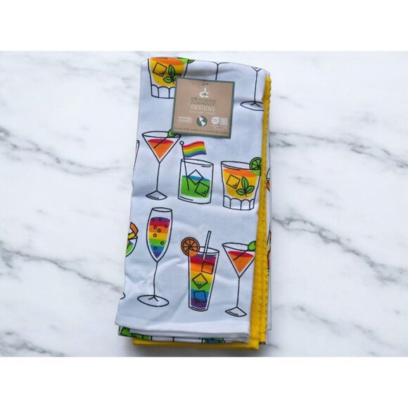New Yellow Set 3 Cocktails Drinks Rainbow Gay Pride Soft Kitchen Towels Set - Picture 1 of 2